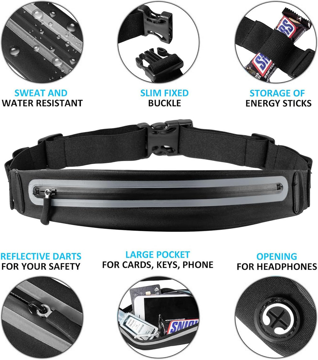 Running Belt Fanny Pack, Running Waist Pack for Women & Men USA Patented Hands-Free Reflective Runner Pouch Belt Fitness Workout Bag No-Bounce Adjustable Sport Travel Fanny Pack Cell