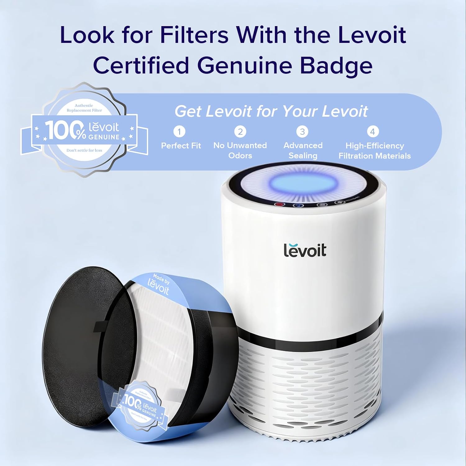 LEVOIT Air Purifiers for Bedroom Home Dorm, 3-in-1 Filter Cleaner with Fragrance Sponge for Better Sleep, Filters Smoke, Allergies, Pet Dander, Odor, Dust, Office, Desktop, Core Mini-P, White