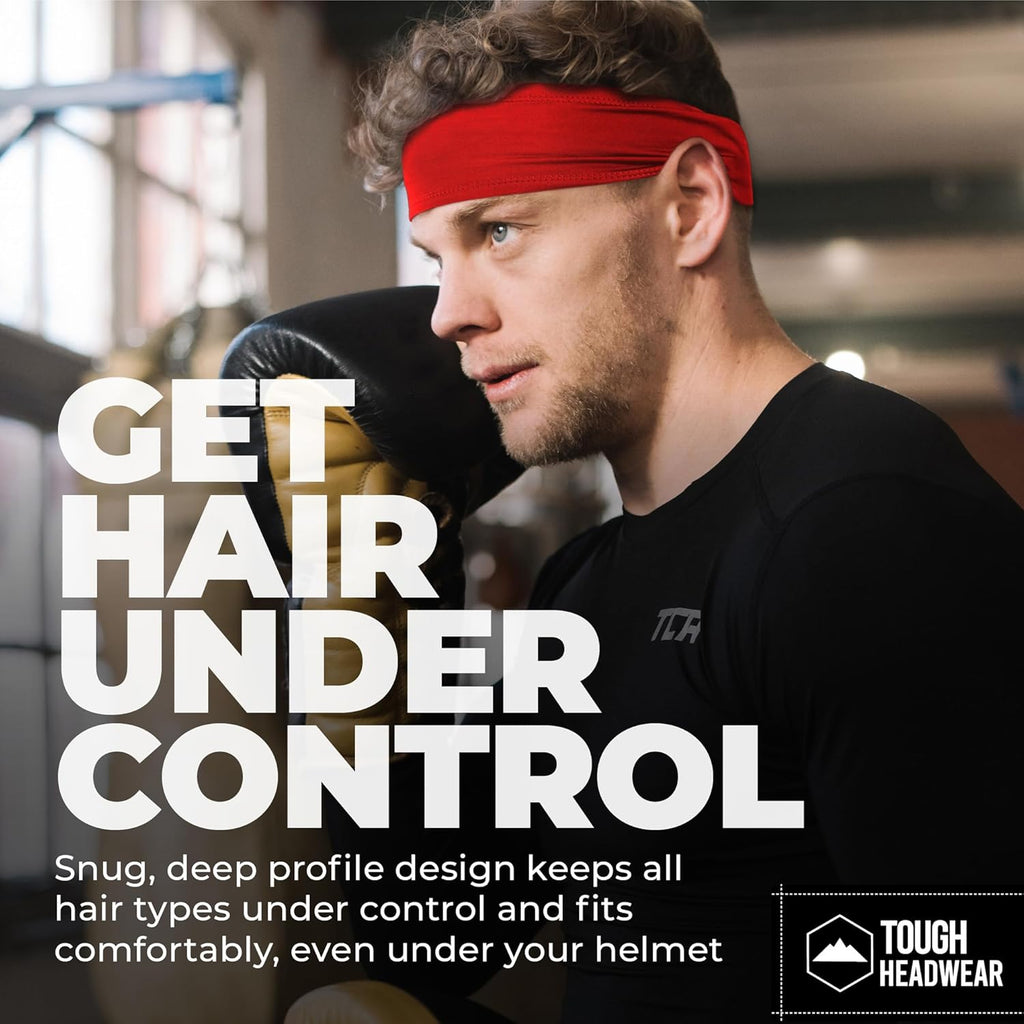 Tough Outfitters Headband for Men - Mens Headbands - Working Out Sports Performance Head Bands - Athletic Cycling Running Sweat Band, Football Headbands - Sweat Bands Men/Women