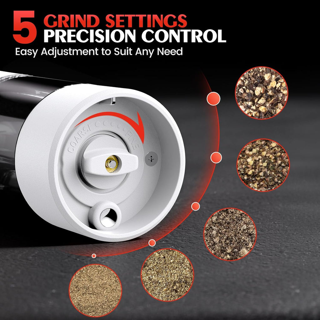 Electric Salt and Pepper Grinder Set Automatic Battery Pepper Mill Shakers Adjustable Coarseness Upgraded Larger Capacity with Led Home and Kitchen Appliances for New House Warming Gifts