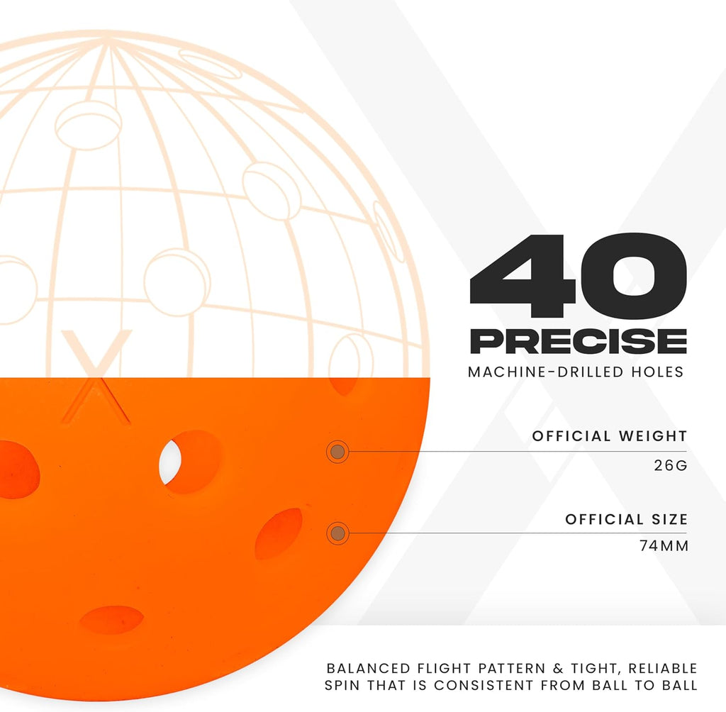 Franklin Sports X-40 Outdoor Pickleballs - Official Ball of USA Pickleball, APP Tour + US Open - Regulation Size