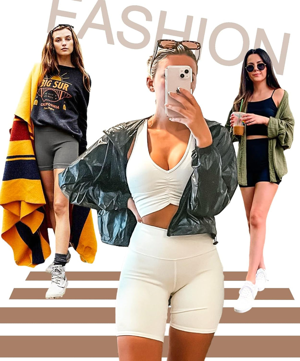 FULLSOFT High Waisted Biker Shorts for Women-5" Tummy Control Fitness Athletic Workout Running Yoga Gym Shorts