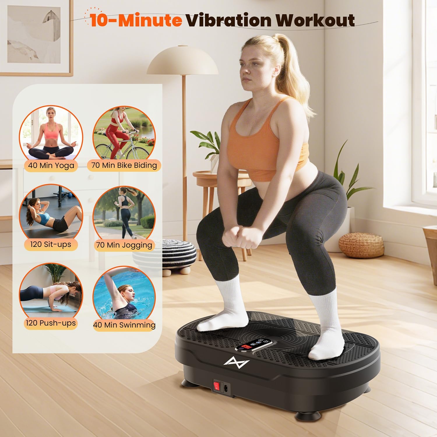 AXV Vibration Plate Fitness Platform Exercise Machine Vibrating Shaking Full Body Shaker Workout Vibrate Stand Shake Board Sport Gym for Weight Loss Fat Burner for Women Men