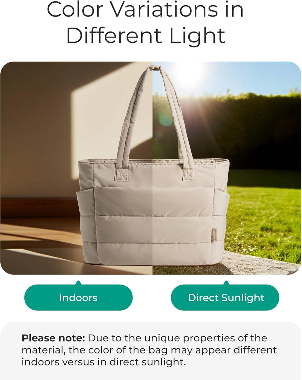 BAGSMART Tote Bag for Women, Lightweight Puffy Tote Bag with Compartments Shoulder Bag Handbag for Travel, Work, Gym