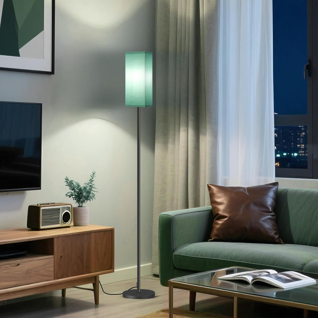 64.6" Floor Lamp, Pole with Foot Switch, Modern Standing Lamp Lampshade, Minimalist Freestanding Lamp (Bulb Not Included), for Living Room, Bedroom Office ETL Listed, Black and Beige E07LD05