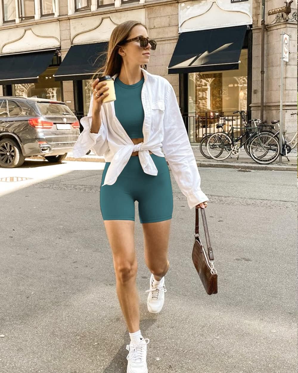 FULLSOFT High Waisted Biker Shorts for Women-5" Tummy Control Fitness Athletic Workout Running Yoga Gym Shorts