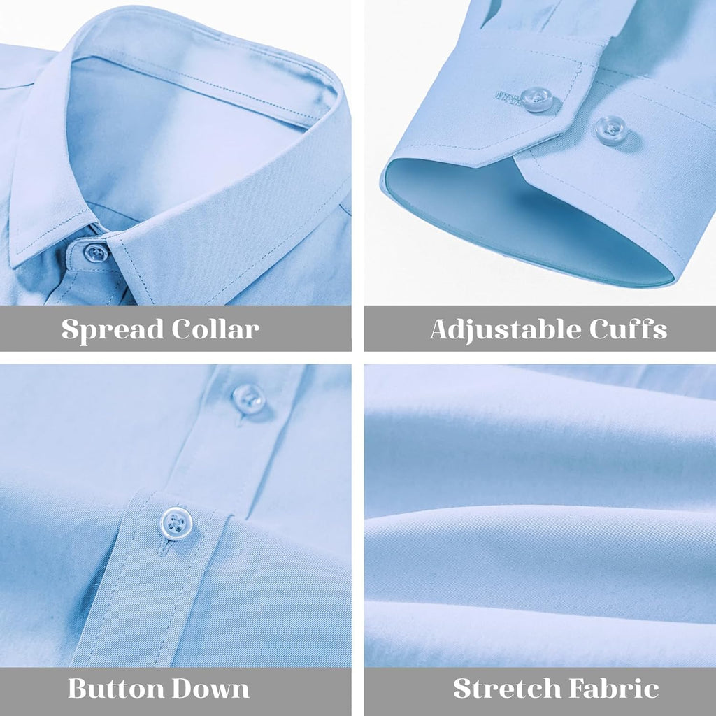 BEILU Stretch Mens Slim Fit Dress Shirts Formal Long Sleeve Button Down Shirts