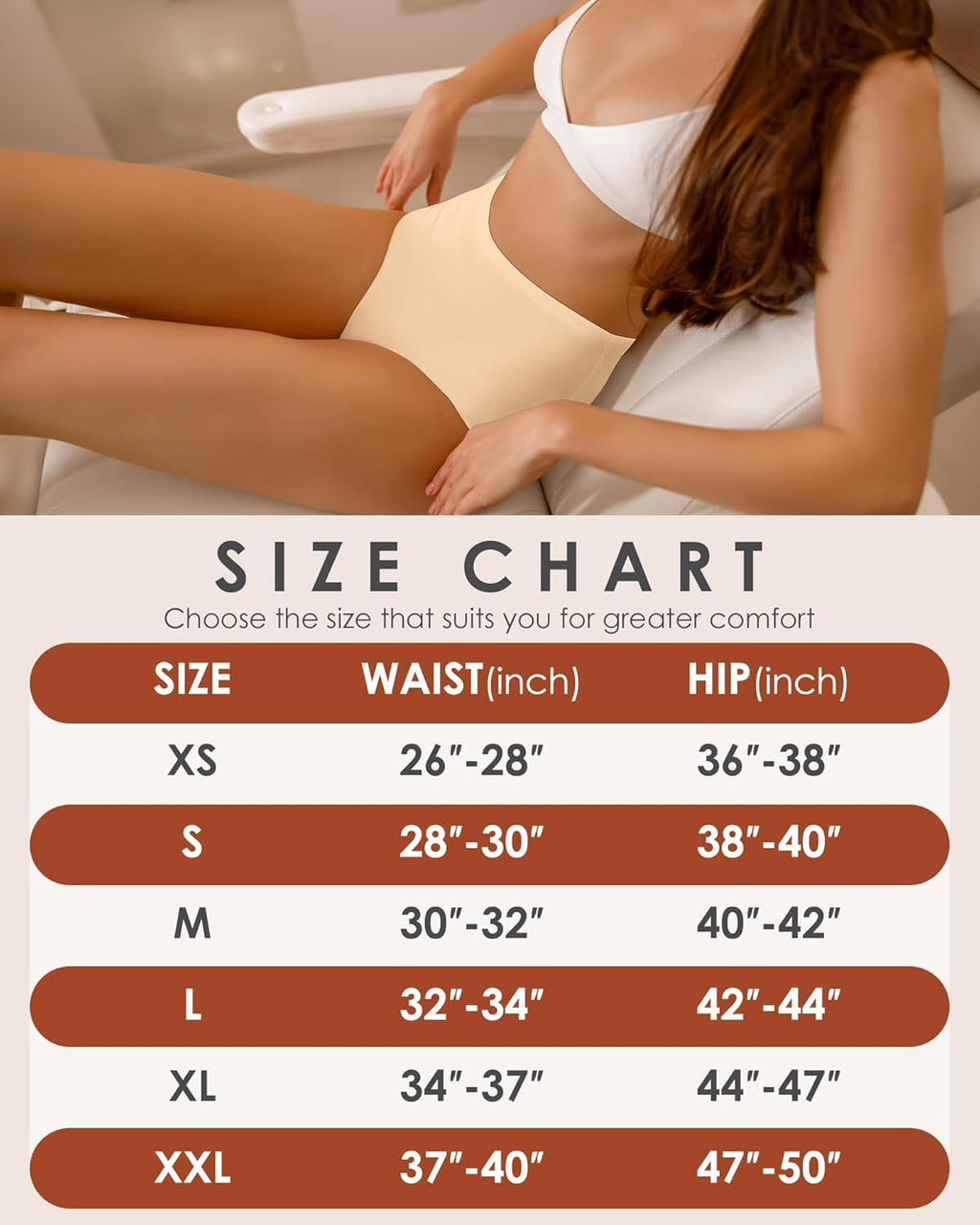 Kalapa Womens Underwear Seamless Full Coverage Breathable Briefs No Show Silky Stretch High Waisted Ladies Panties 6 Pack