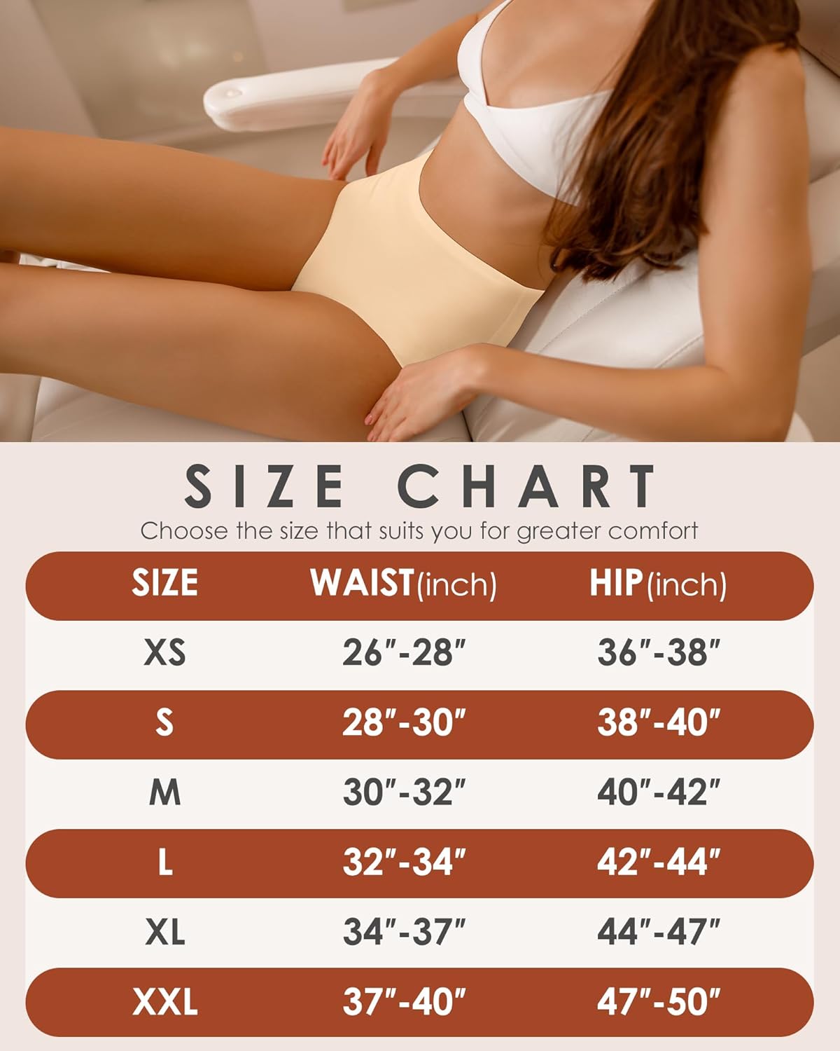 Kalapa Womens Underwear Seamless Full Coverage Breathable Briefs No Show Silky Stretch High Waisted Ladies Panties 6 Pack