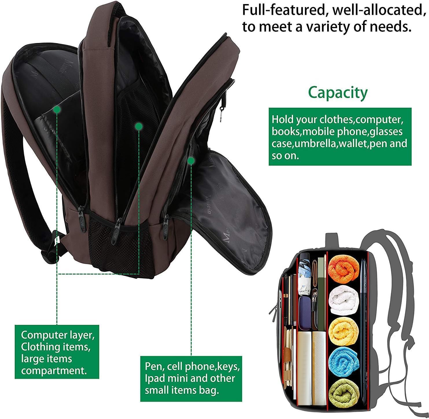 MATEIN Travel Laptop Backpack, Business Anti Theft Slim Sturdy Laptops Backpack with USB Charging Port, Water Resistant College School Computer Bag Gift for Men & Women Fits 15.6 Inch Notebook, Grey