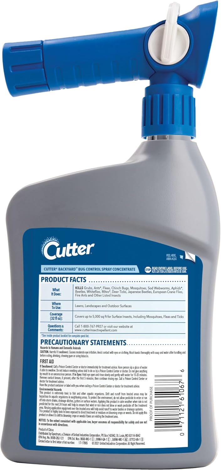 Cutter Backyard Bug Control Spray Concentrate (2 Pack), Kills Mosquitoes, Fleas & Listed Ants, 32 fl Ounce