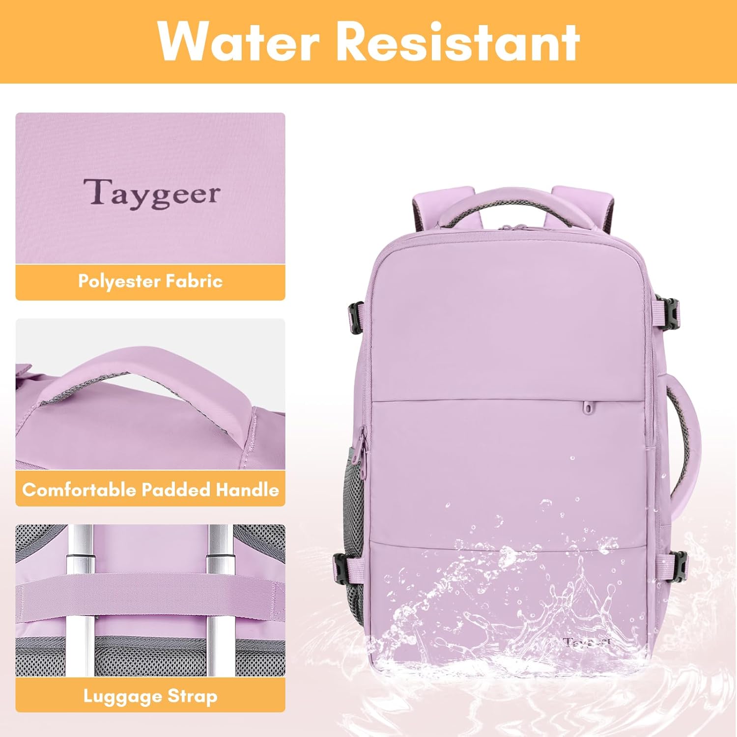 Taygeer Travel Backpack for Women, Carry On Backpack with USB Charging Port & Shoe Pouch, TSA 15.6inch Laptop Mochila Flight Approved, Nurse Bag Casual Daypack for Weekender Business Hiking, Pink