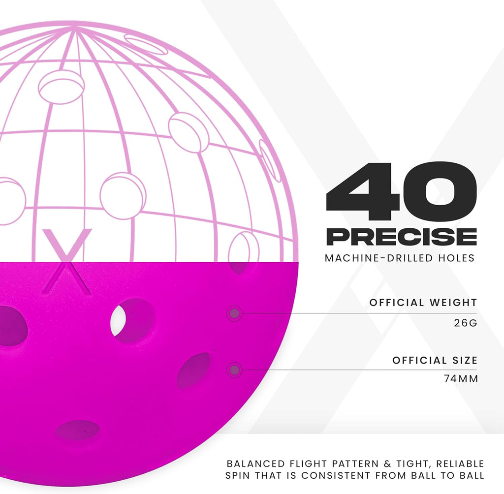 Franklin Sports X-40 Outdoor Pickleballs - Official Ball of USA Pickleball, APP Tour + US Open - Regulation Size