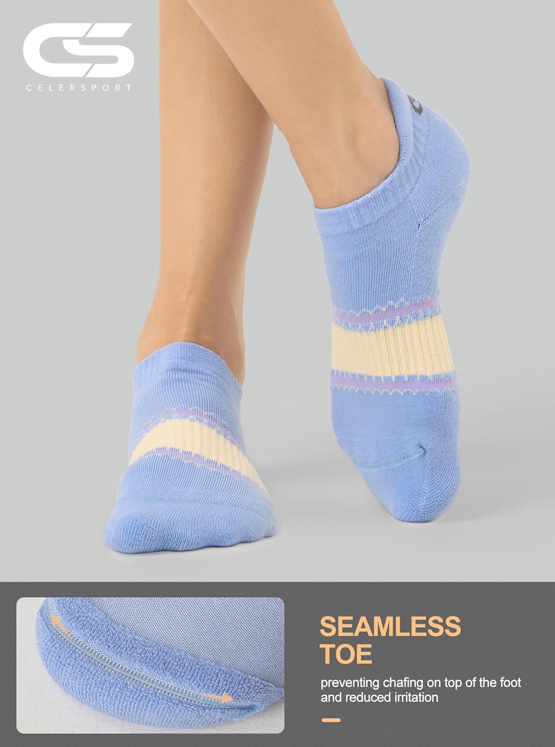 CS CELERSPORT 6 Pairs Ankle Athletic Running Socks Low Cut Sports Tab Socks for Men and Women