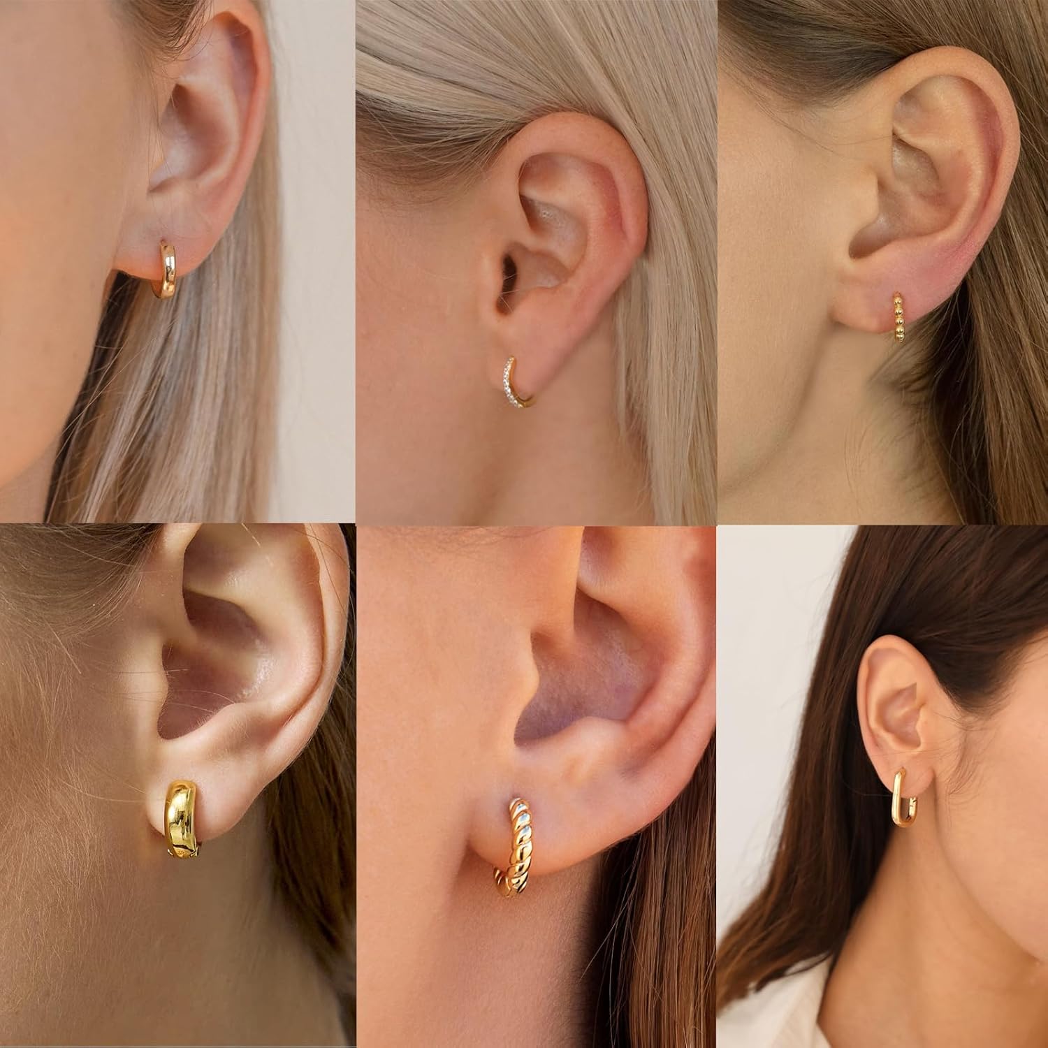 VIROMY Gold Hoop Earrings Set for Women Trendy, 14K Gold Plated Lightweight Small Gold/Silver Hoop Earrings for Women Chunky Open Hoops Earrings Jewelry Gifts