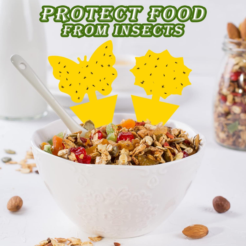 Landisun Fruit Fly Traps 48PCS Fungus Gnat-Traps for Indoor-Outdoor Yellow Fruit-Fly Sticky-Trap Plants Flying Bug Insects Traps