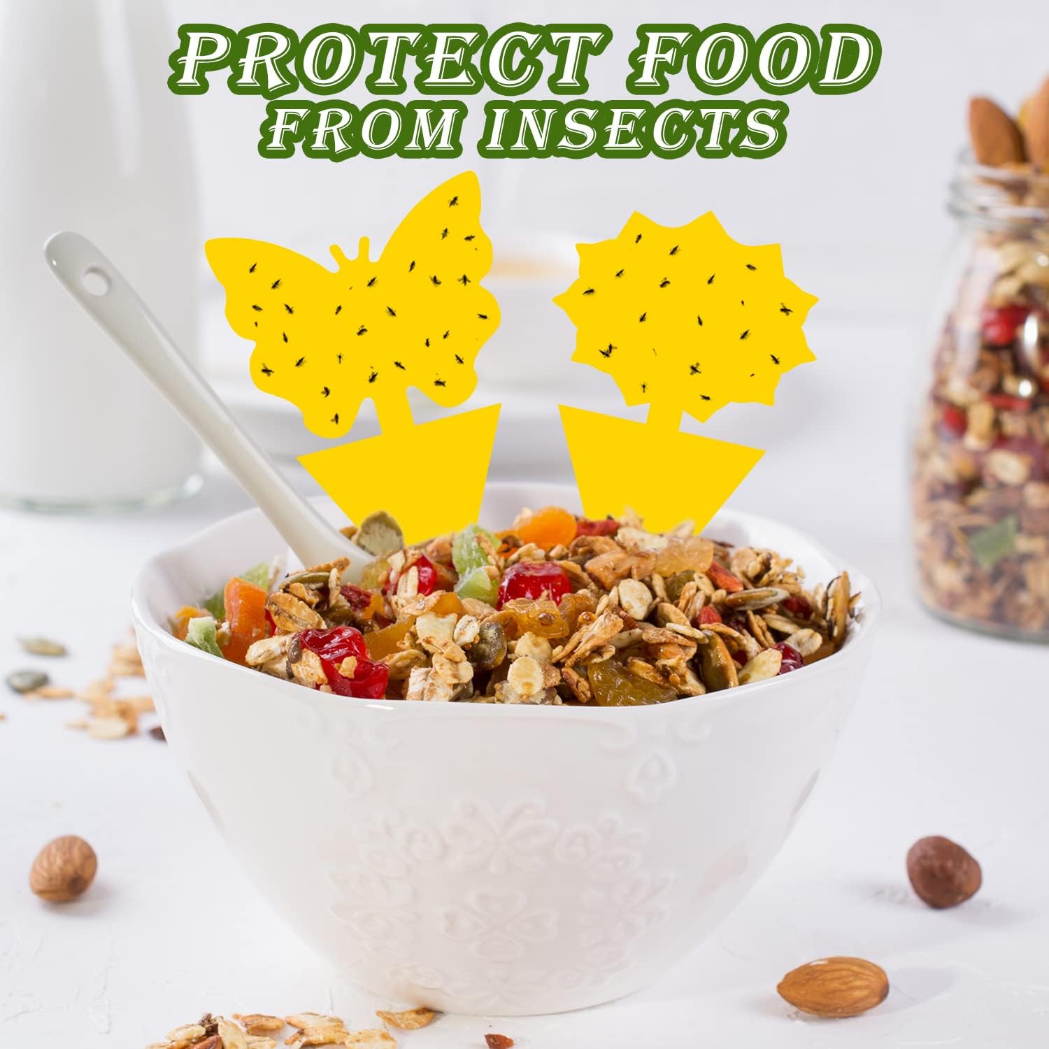 Landisun Fruit Fly Traps 48PCS Fungus Gnat-Traps for Indoor-Outdoor Yellow Fruit-Fly Sticky-Trap Plants Flying Bug Insects Traps