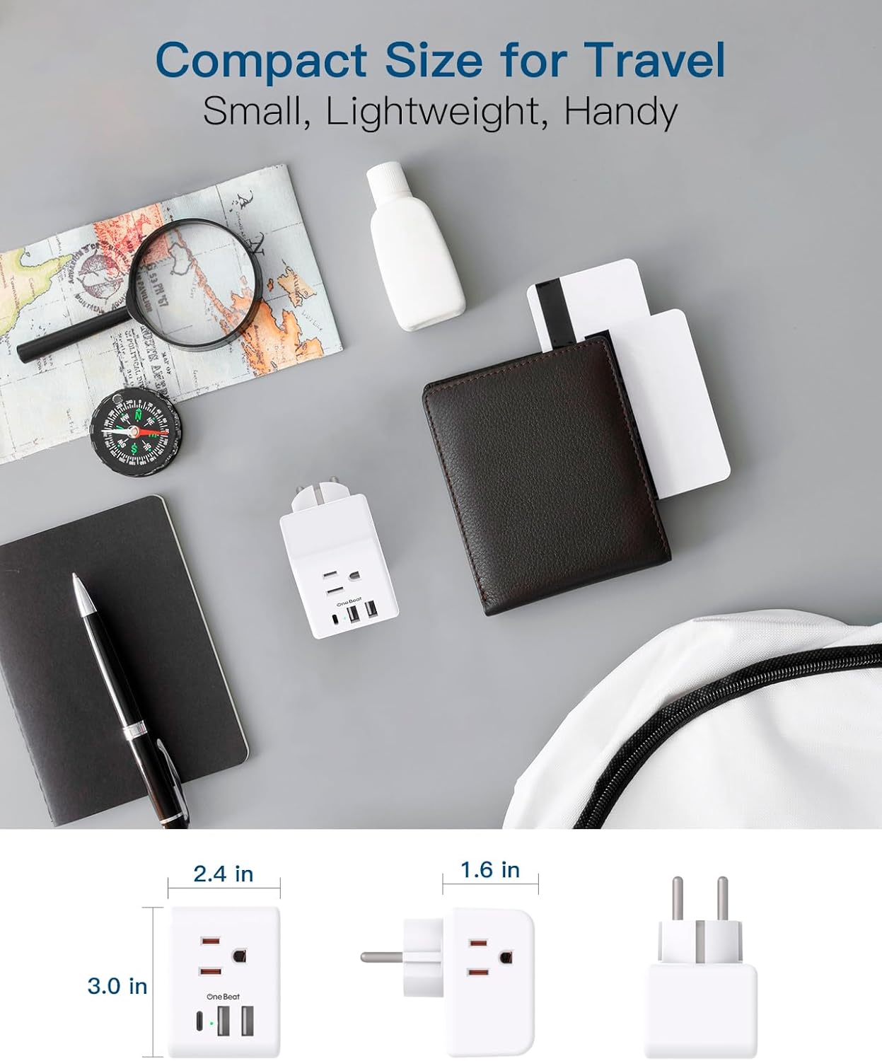 2 Pack European Travel Plug Adapter, International Power Plug Adapter with 3 Outlets 3 USB Charging Ports(1 USB C), Type C Plug Adapter Travel Essentials to Most Europe EU Spain Italy France Germany