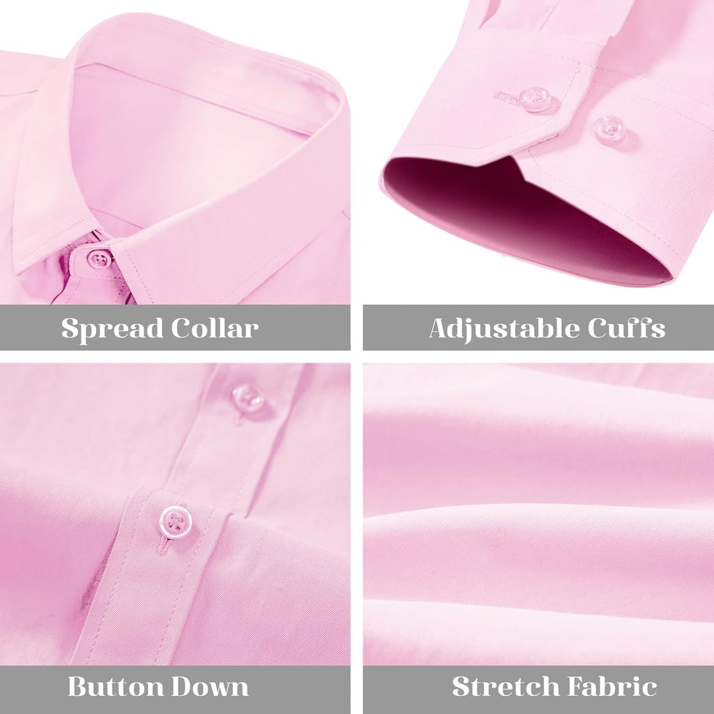 BEILU Stretch Mens Slim Fit Dress Shirts Formal Long Sleeve Button Down Shirts