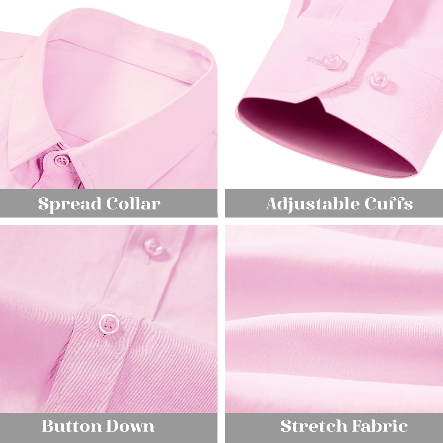 BEILU Stretch Mens Slim Fit Dress Shirts Formal Long Sleeve Button Down Shirts