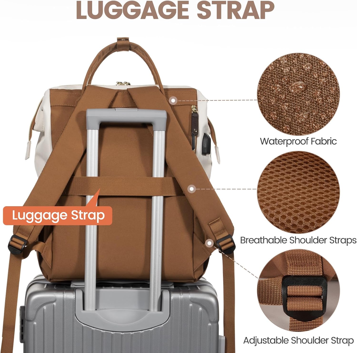 LOVEVOOK Laptop Backpack for Women, 15.6 Inch Work Business Backpacks Purse With Large Capacity, Waterproof Nurse Bag College Bookbag for School, Waterproof Casual Daypack for Travel