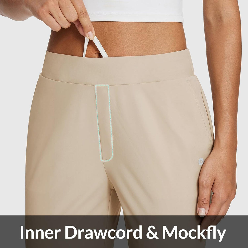 baleaf Womens Travel Pants Lightweight Stretch with Zipper Pockets Petite Ankle Dressy Golf Work Business Casual Slacks