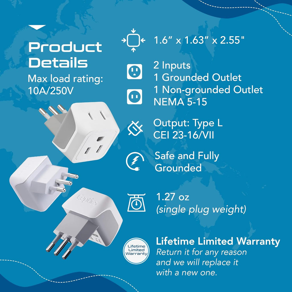 Ceptics Universal Travel Adapter, 35W International Power Adapter with PD & QC 3.0 Dual USB-C, 3 USB Travel Adapter Worldwide, Type I C G A Outlets 110V 220V A/C - EU Euro US UK (11-KU)