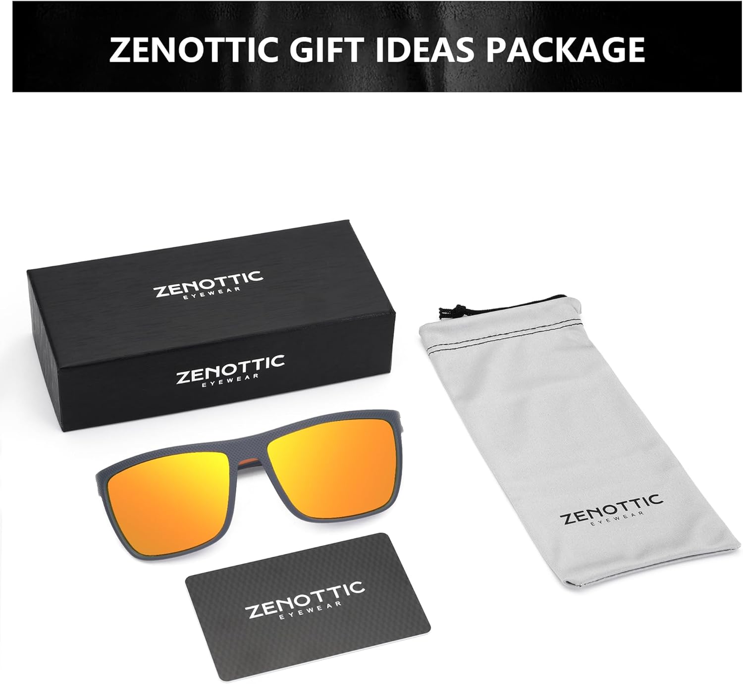 ZENOTTIC Polarized Sunglasses for Men Lightweight TR90 Frame UV400 Protection Square Sun Glasses
