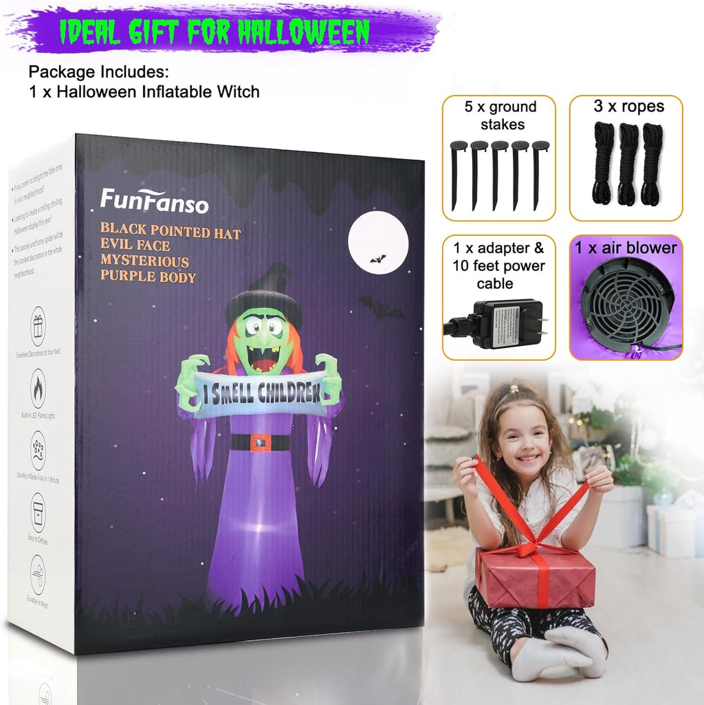 8FT Halloween Inflatables Spider Outdoor Decorations for Yard, Giant Blow up Green Spider with Rotating Fire Flame Light, Large Spooky Spider Props for Halloween Party Garden Lawn House Holiday Decor