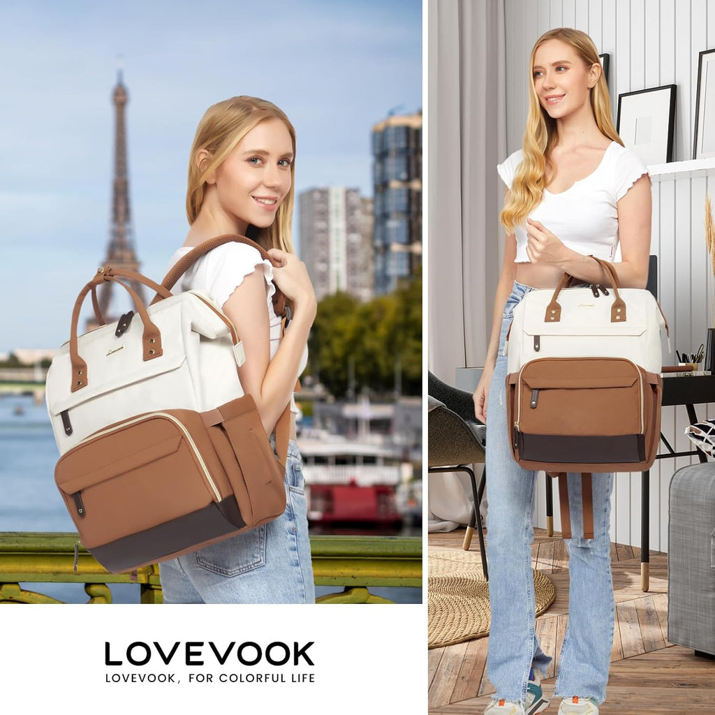LOVEVOOK Laptop Backpack for Women, 15.6 Inch Work Business Backpacks Purse With Large Capacity, Waterproof Nurse Bag College Bookbag for School, Waterproof Casual Daypack for Travel