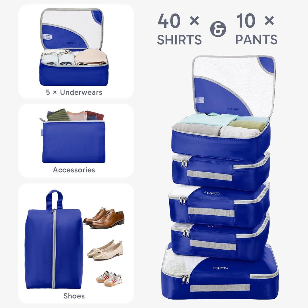10 Set/8 Set Packing Cubes for Travel, Gifts for Women Mom,Anti-Tearing Suitcase Organizer for Luggage with Shoe & Hanging Toiletry Bag,OlarHike Vacation Essentials & Accessories for Cruise Ship,Cream