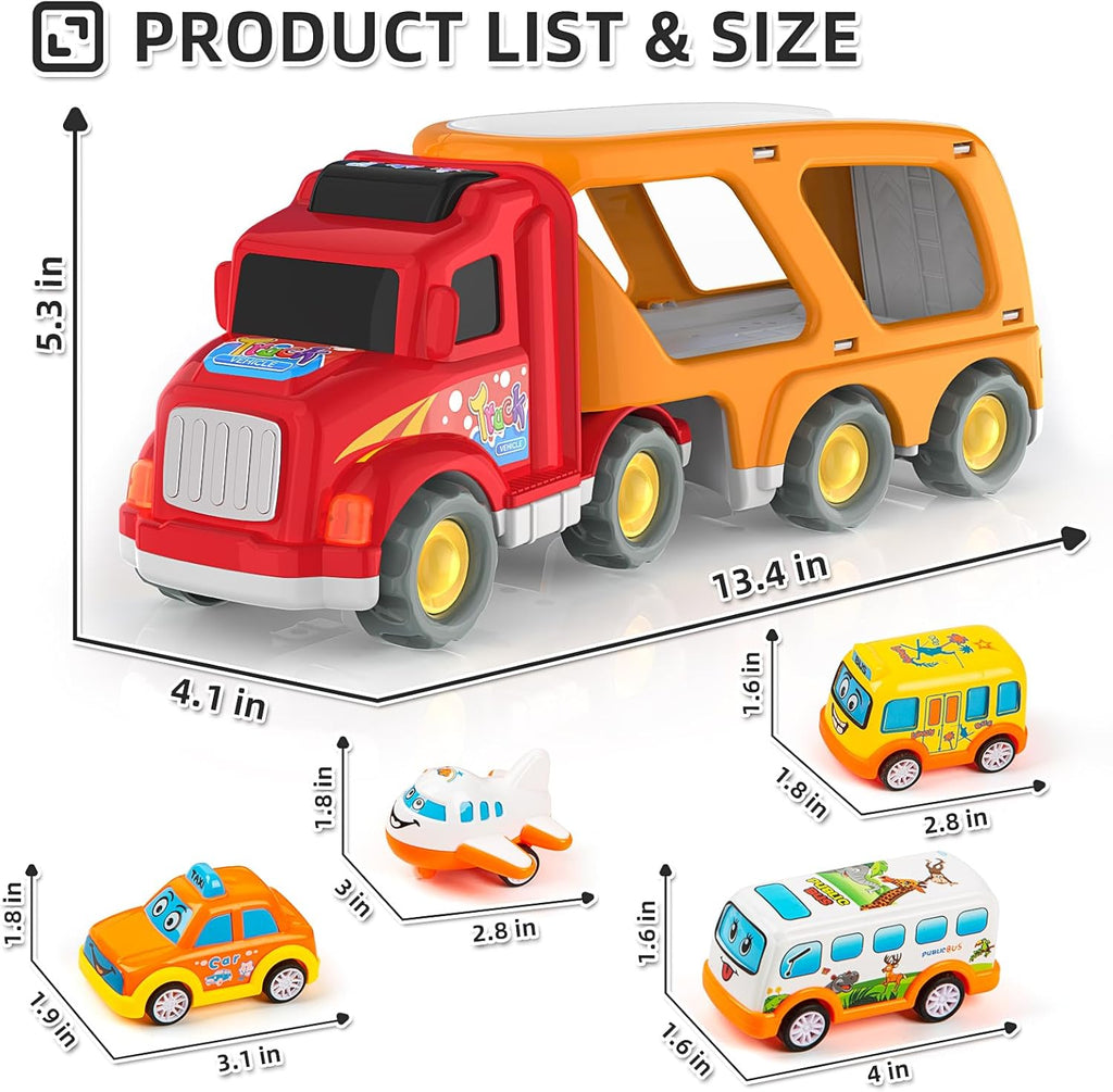 Veslier Construction Truck Toys for Boys Girls Age 1 2 3 4 5 6 Years Old，Carrier Transport Trucks for Kids 1-3 3-5 Year Old，Christmas Birthday Gift Toddler Toys.