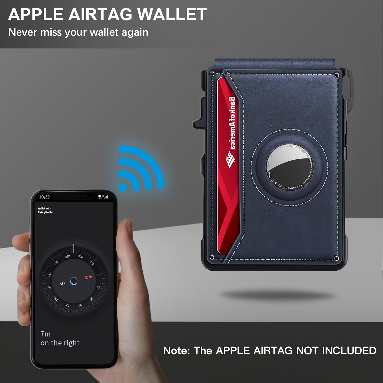 Airtag Wallet for Men, Mens Smart Wallet for Air Tag RFID Blocking, Minimalist Bifold Pop Up Aluminum Credit Card Case Holder 12+ Cards with ID Window, Gift for Men, No Airtag Included, Carbon Fiber