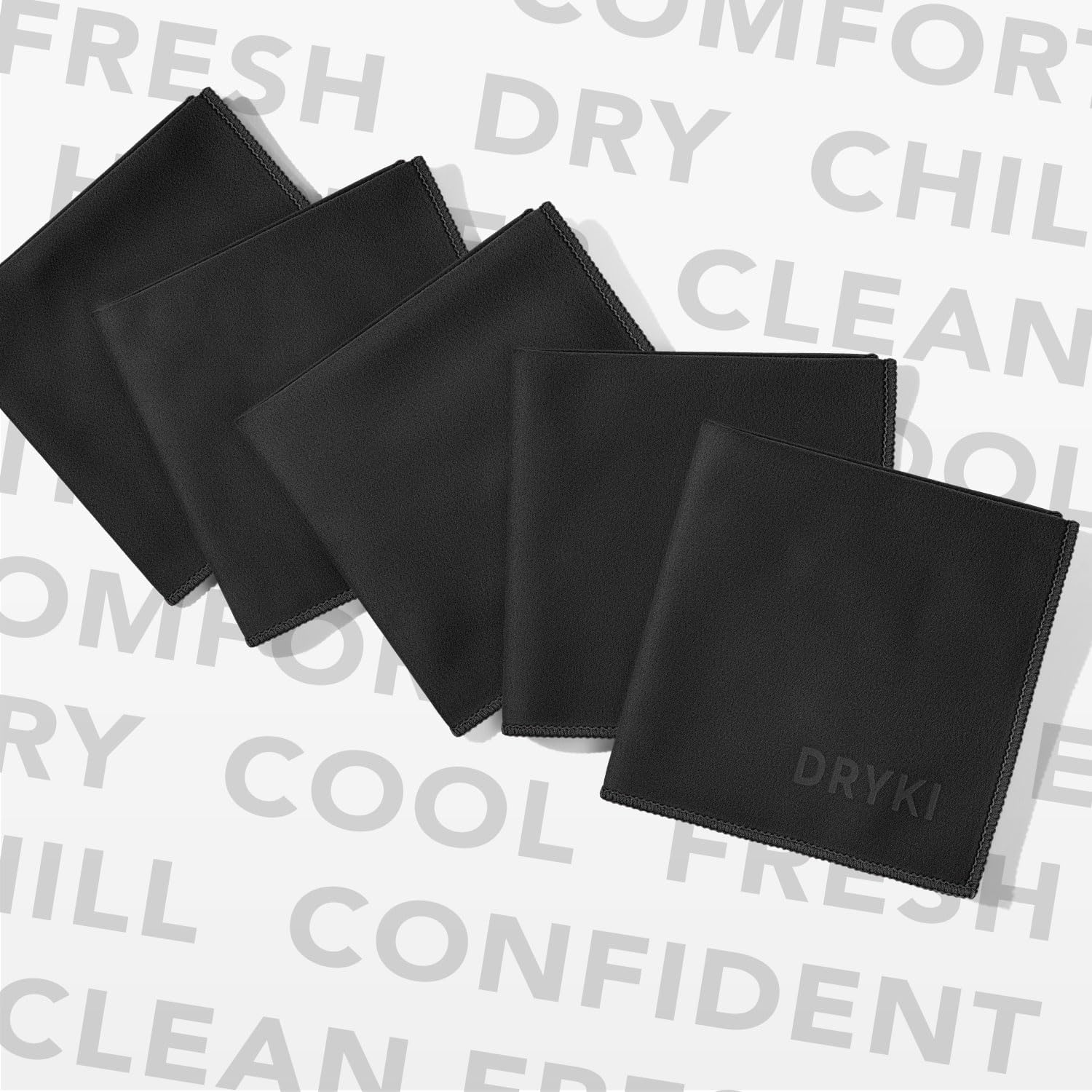 Sweat Absorbing Handkerchiefs - The Original Pocket-Sized Sweat Towels - Quick-Dry Microfiber Sweat Rags for Face, Hands, & Body - Men & Women - Gym, Sports, and Work (Black: 5 Pack)