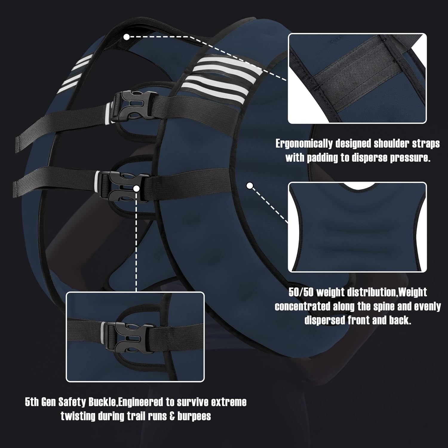 Weighted Vest Men or Women - 5/10/15/20/25/30lbs Weights with Reflective Stripe, Weighted Vest for Workout Equipment for Strength Training Running - Walking Weight Loss