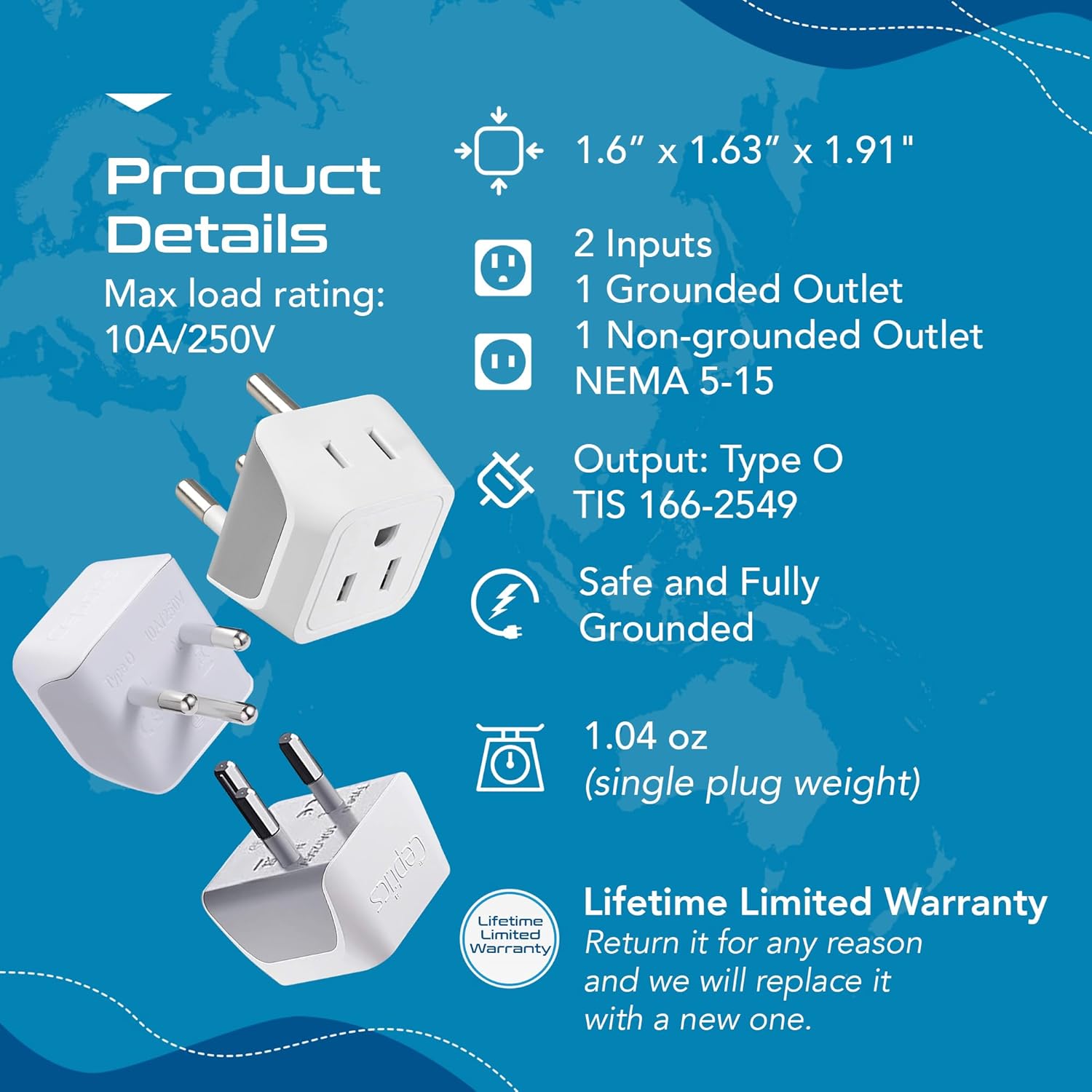 Ceptics Universal Travel Adapter, 35W International Power Adapter with PD & QC 3.0 Dual USB-C, 3 USB Travel Adapter Worldwide, Type I C G A Outlets 110V 220V A/C - EU Euro US UK (11-KU)