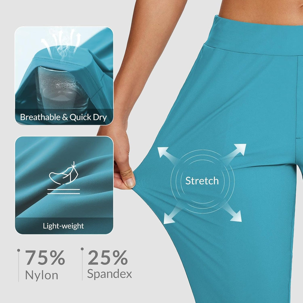 baleaf Womens Travel Pants Lightweight Stretch with Zipper Pockets Petite Ankle Dressy Golf Work Business Casual Slacks