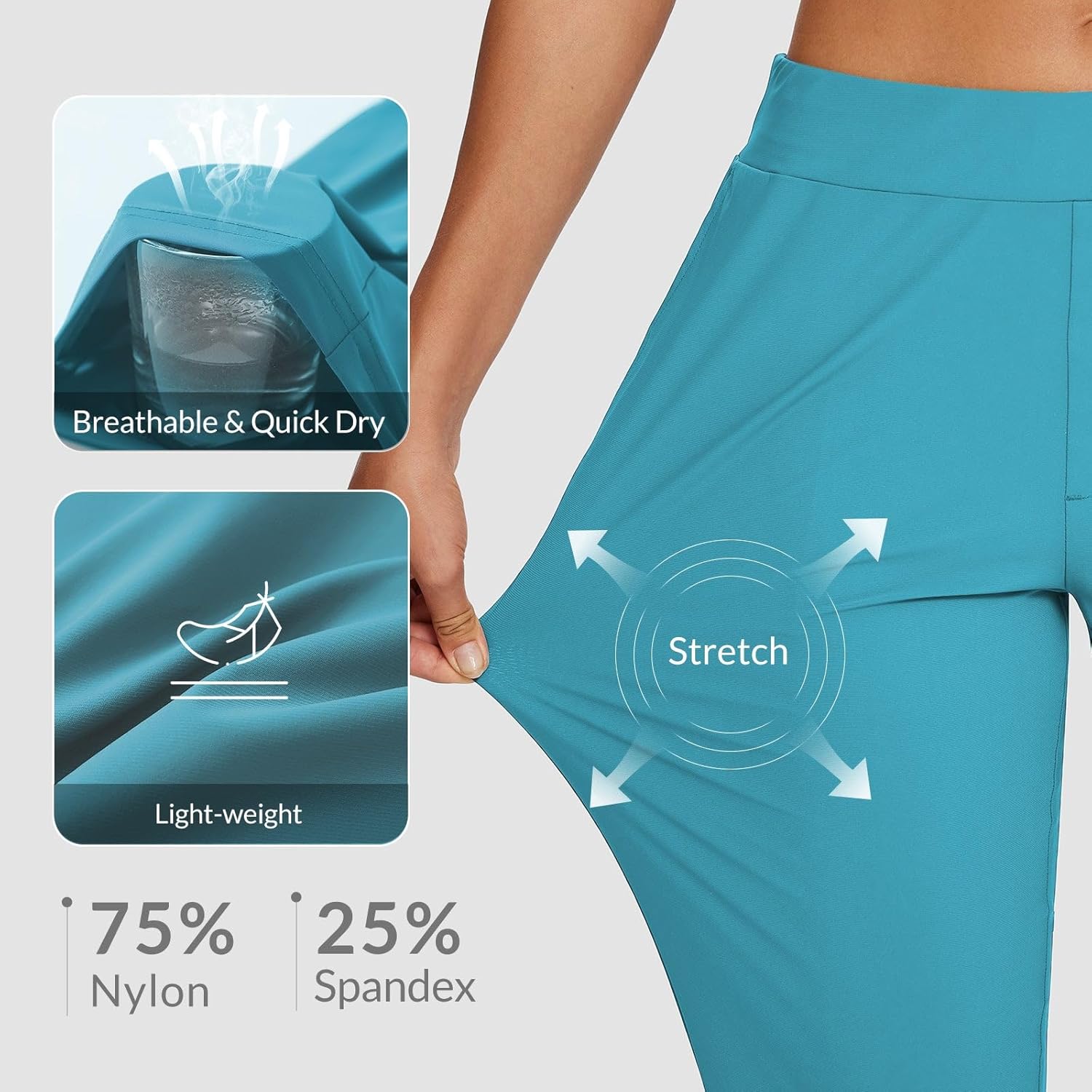 baleaf Womens Travel Pants Lightweight Stretch with Zipper Pockets Petite Ankle Dressy Golf Work Business Casual Slacks