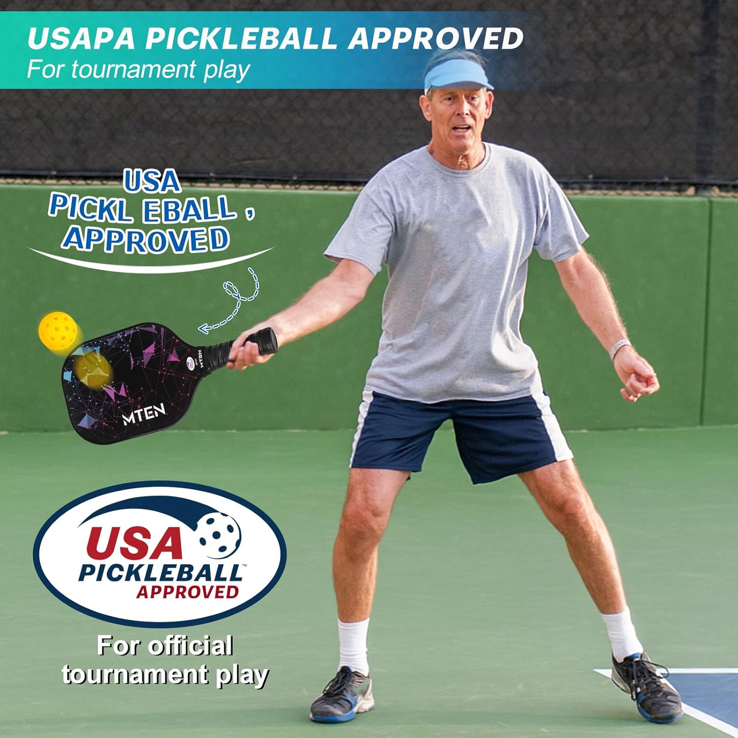 Pickleball Paddles, USAPA Approved Fiberglass Surface Pickleball Set with Pickleball Rackets, Pickleball Paddles Set for Men Women