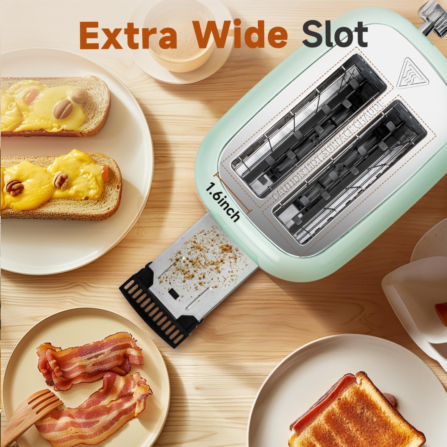 Aigostar Toaster 2 Slice, Retro Extra-Wide Slot Toasters Best Rated Prime for Toasting Bagels, Breads, Waffles & More, Cancel, Defrost & 6 Browning, Removable Crumb Tray, Stainless Steel, Cream White