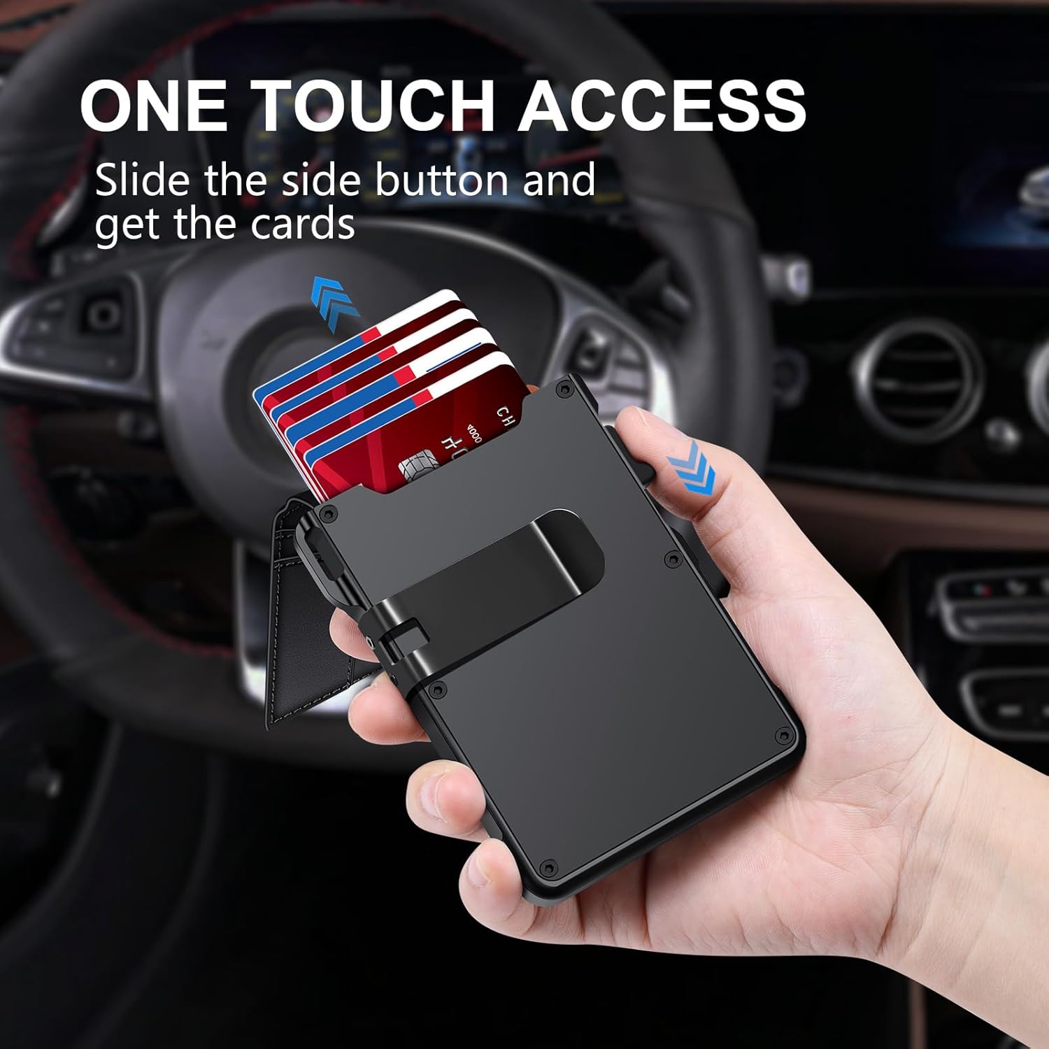 Airtag Wallet for Men, Mens Smart Wallet for Air Tag RFID Blocking, Minimalist Bifold Pop Up Aluminum Credit Card Case Holder 12+ Cards with ID Window, Gift for Men, No Airtag Included, Carbon Fiber