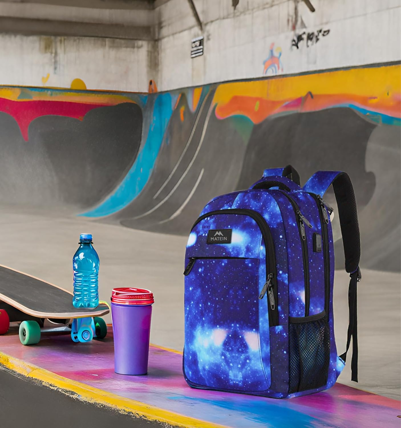 MATEIN Travel Laptop Backpack, Business Anti Theft Slim Sturdy Laptops Backpack with USB Charging Port, Water Resistant College School Computer Bag Gift for Men & Women Fits 15.6 Inch Notebook, Grey