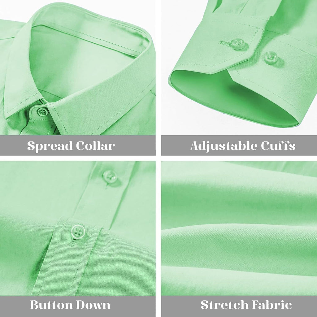 BEILU Stretch Mens Slim Fit Dress Shirts Formal Long Sleeve Button Down Shirts