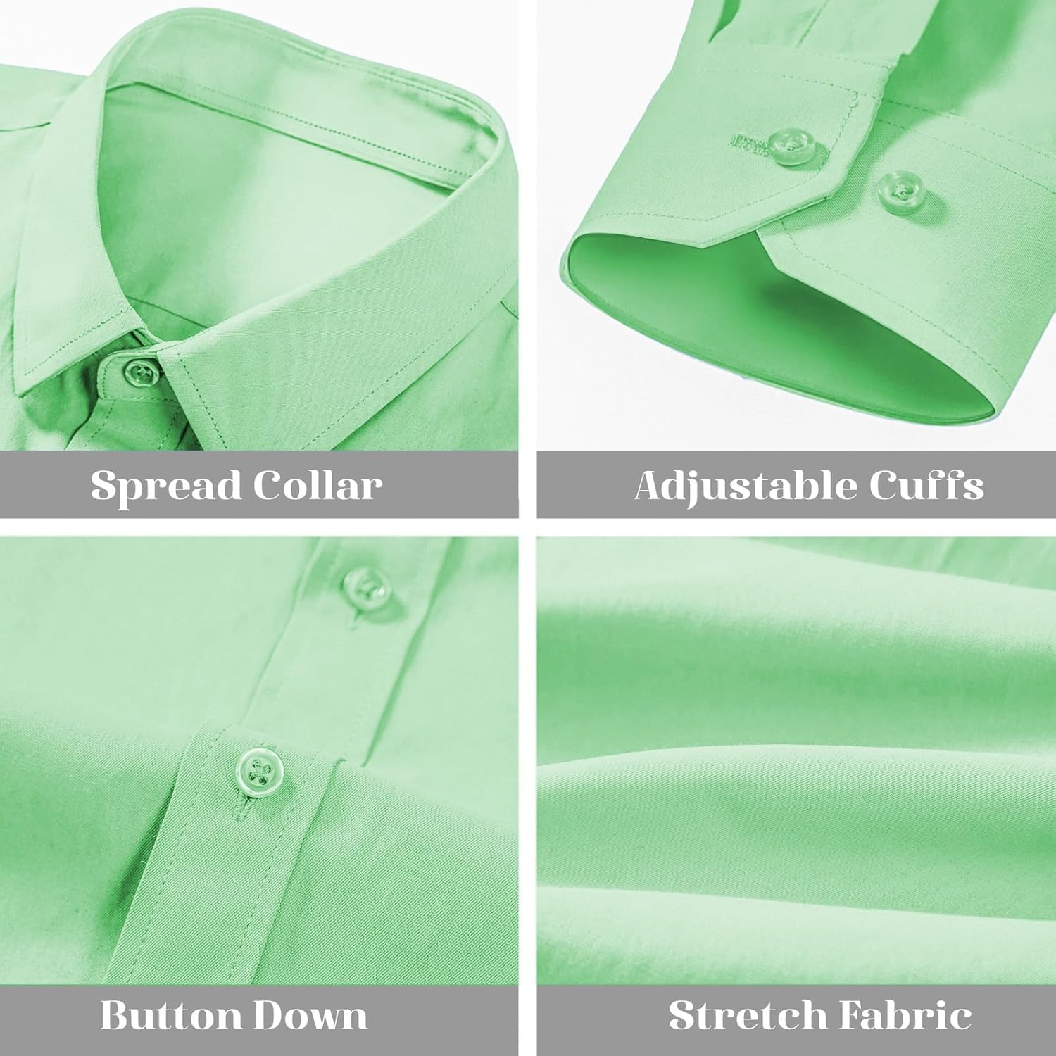 BEILU Stretch Mens Slim Fit Dress Shirts Formal Long Sleeve Button Down Shirts