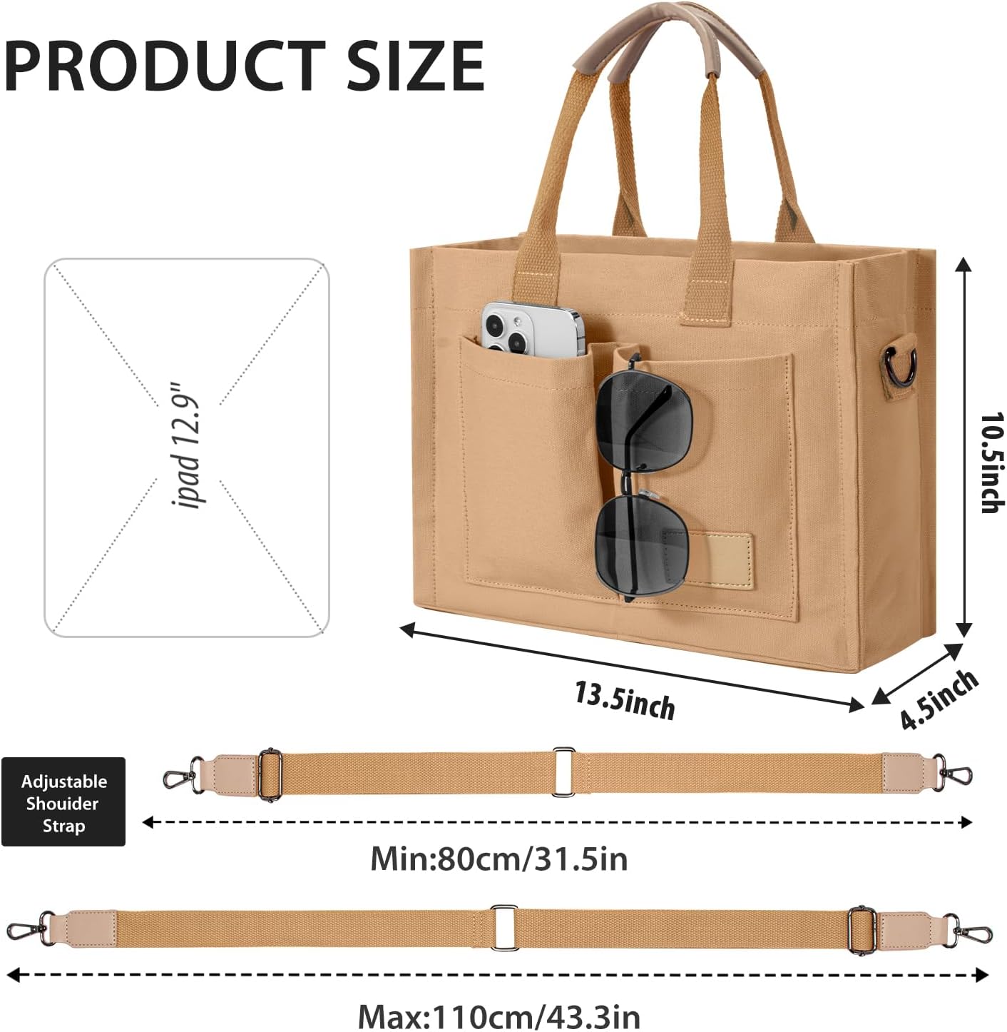 Tote Bags for Women Canvas Tote Purse Crossbody with Pockets Top Handle Shoulder Satchel Bag for Women