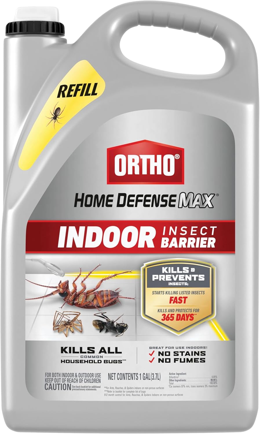 Ortho Home Defense Max Indoor Insect Barrier with Extended Reach Comfort Wand, Kills Ants, Roaches, Spiders, Fleas and Ticks, 1 gal.