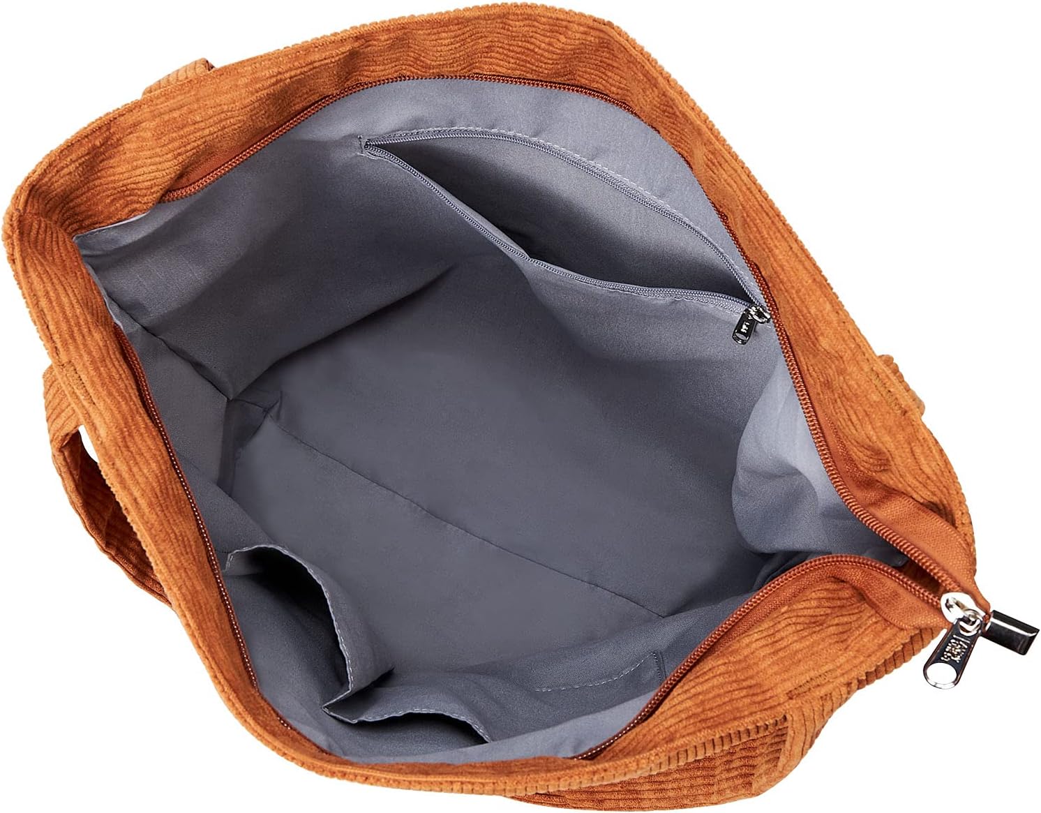 KALIDI Women Corduroy Tote Bag Zipper Casual Tote's Handbag Big Capacity Shoulder Bag with Pockets