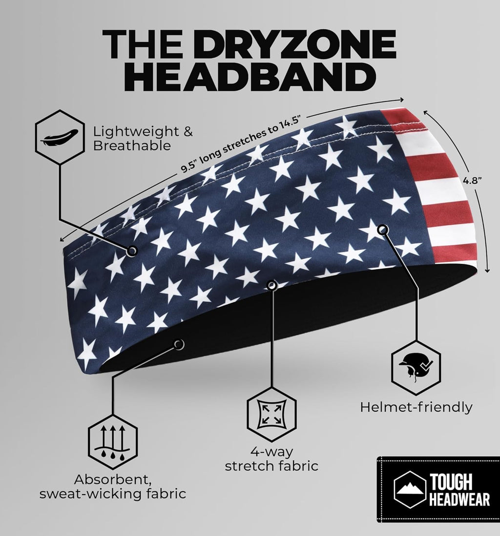 Tough Outfitters Headband for Men - Mens Headbands - Working Out Sports Performance Head Bands - Athletic Cycling Running Sweat Band, Football Headbands - Sweat Bands Men/Women