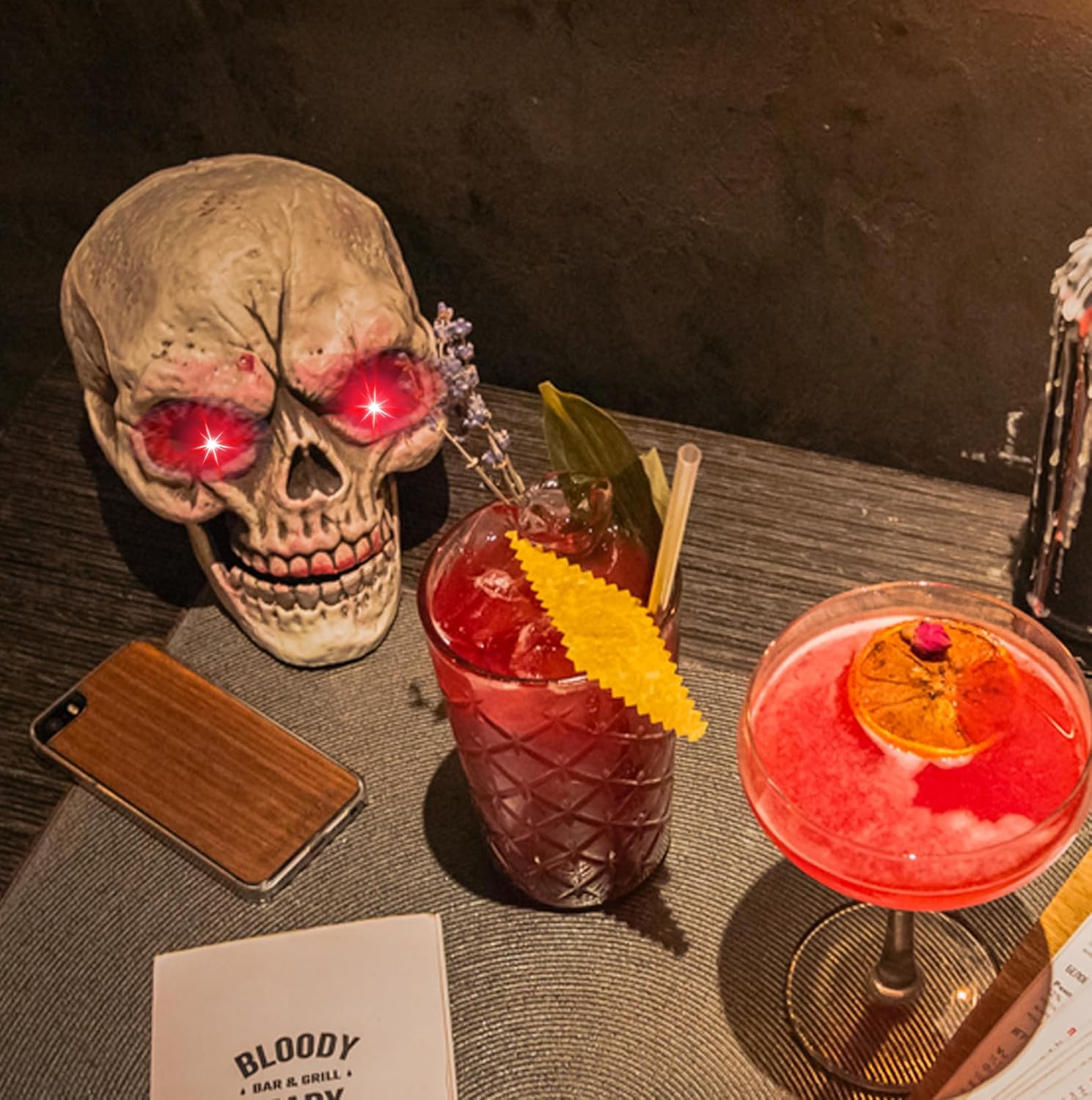 4 Pack Halloween Decoration LED Glowing Light Up Skulls Eyes, Horror DIY Glowing Eyes Lights Battery Operated for Halloween Decoration Masks, Skulls, Pumpkin, Spider, Tombstone Props (Red)