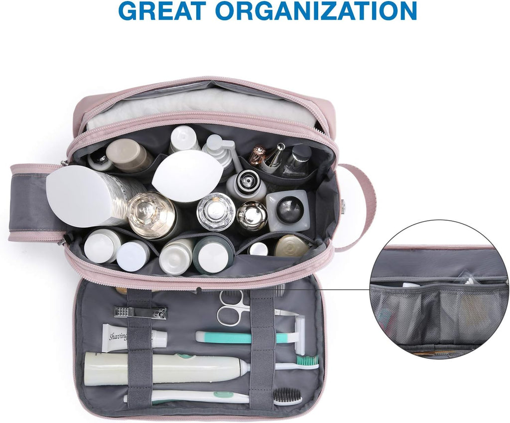 BAGSMART Toiletry Bag for Men, Travel Toiletry Organizer Dopp Kit Water-resistant Shaving Bag for Toiletries Accessories, Door Room Essentials, Black-medium